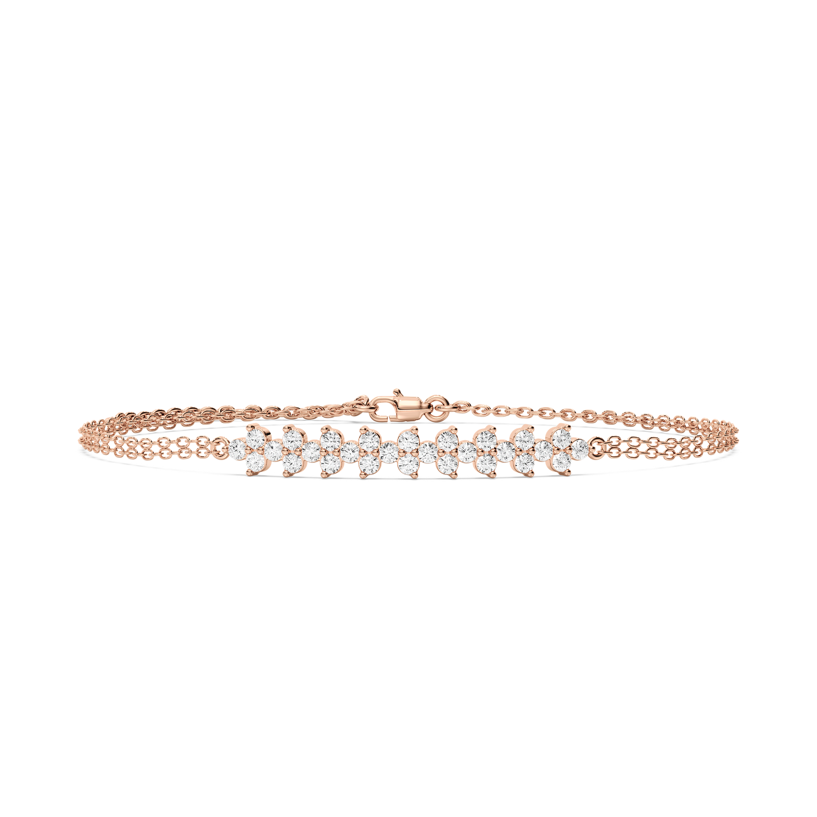 3/4 ctw Round Lab Grown Diamond Cluster Chain Bracelet  - 7 Inches