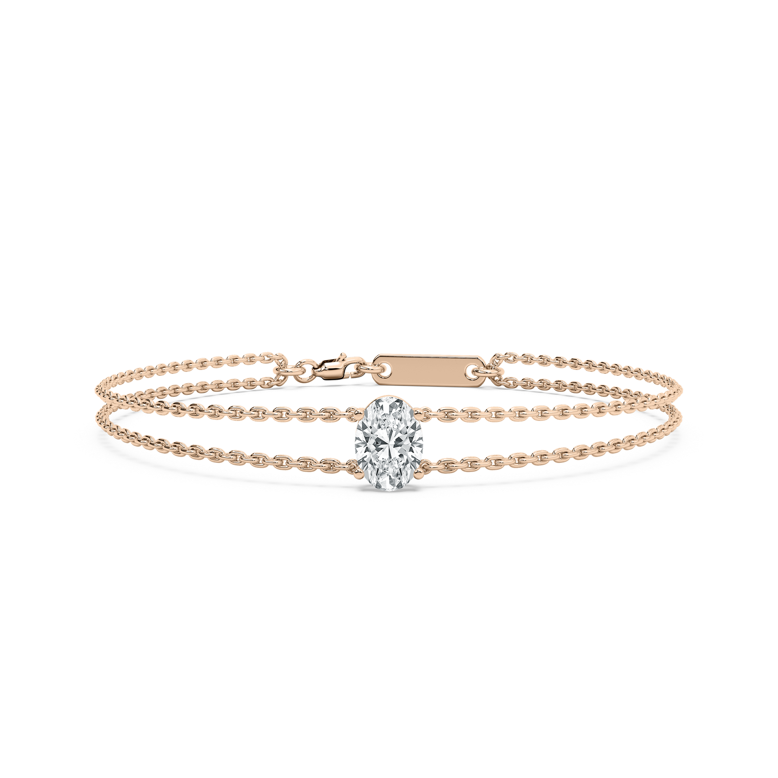 1 ctw Oval Lab Grown Diamond Solitaire Chain Bracelet  - 7 Inches