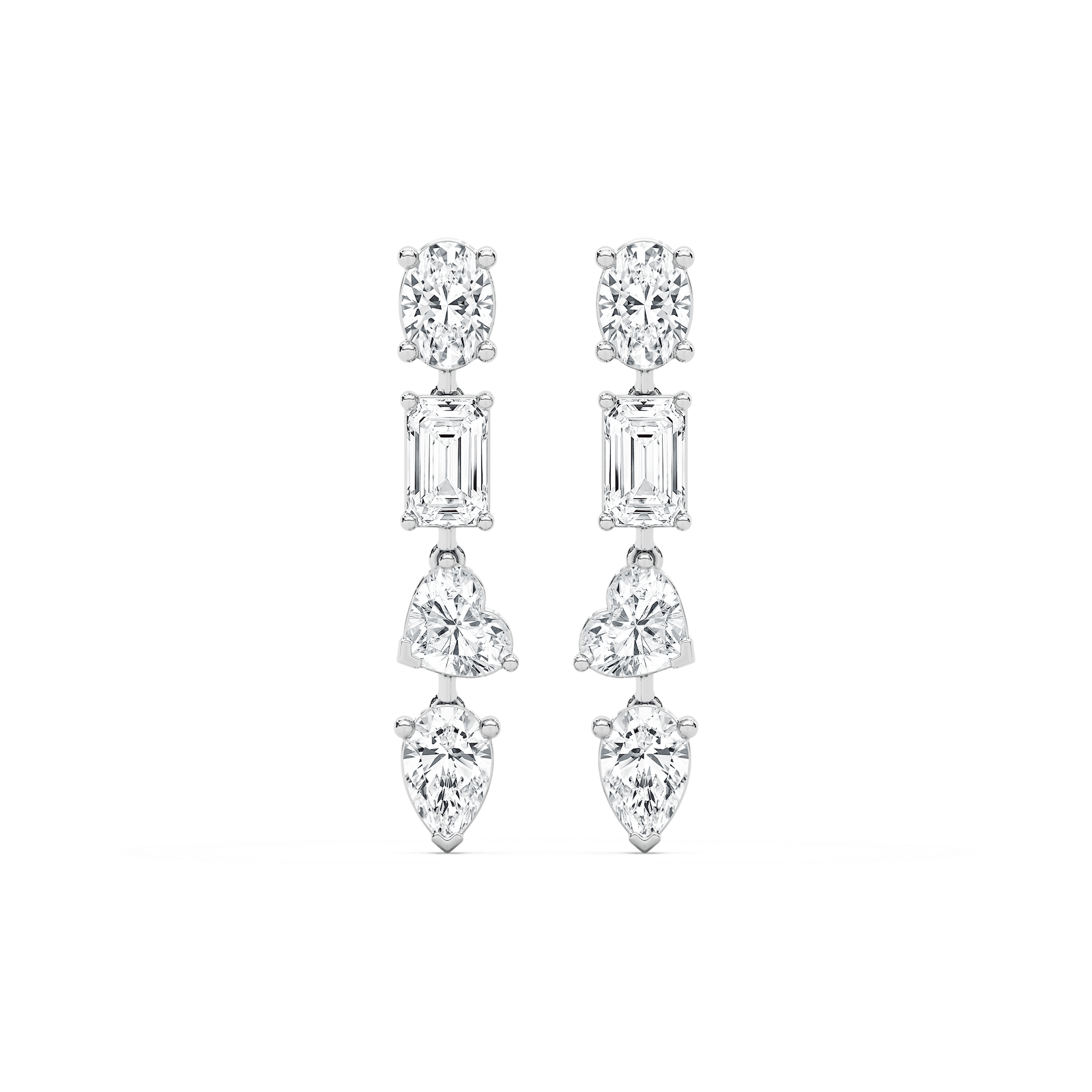 Multi Shape Line Earrings with 6.3ctw in 14K White Gold