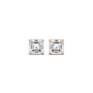 Asscher Lab Grown Diamond Four Prong Stud Earrings