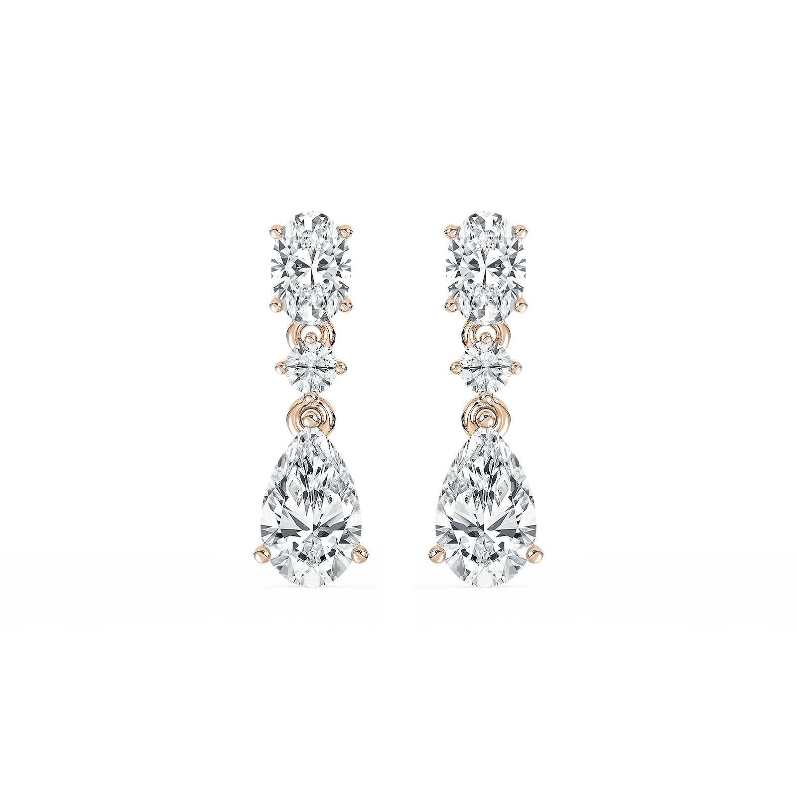 1 ²/₃ ctw Oval and Pear Lab Grown Diamond Trio Drop Earrings