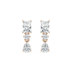 1 3/4 ctw Radiant, Pear, and Round Lab Grown Diamond Drop Earrings