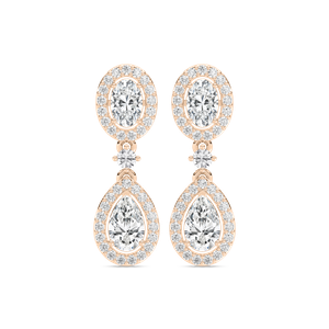 2 ³/₄ ctw Oval and Pear Lab Grown Diamond Double Halo Drop Earrings