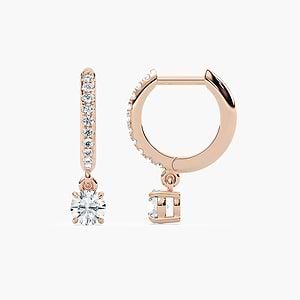 2/3 ctw Round Lab Grown Diamond Solitaire Drop Huggie Hoop Earrings