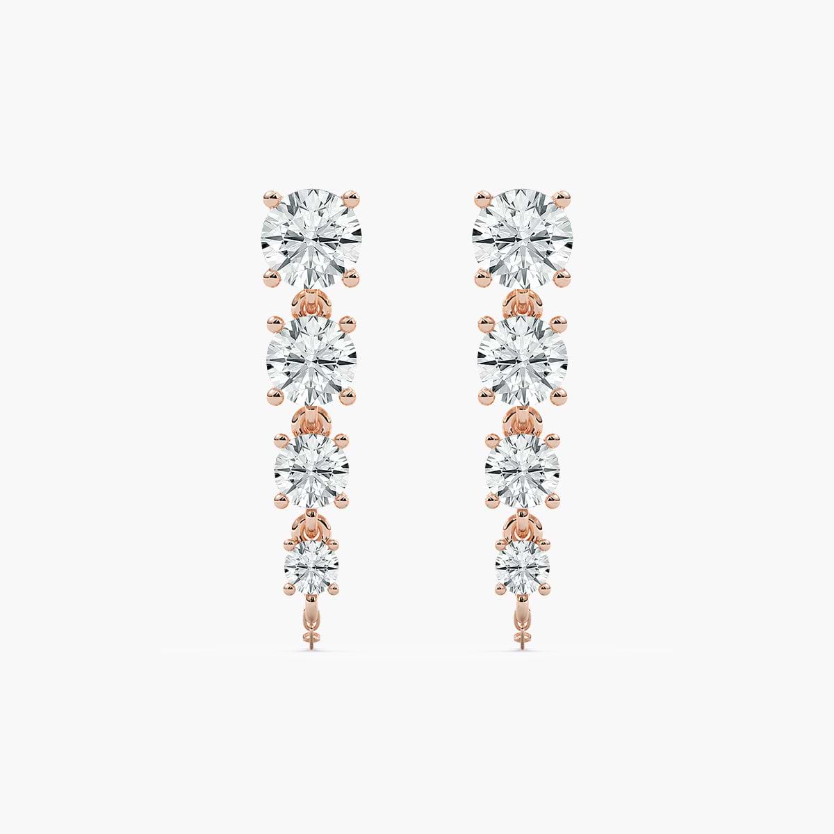 1 ctw Round Lab Grown Diamond Graduated Dangle Earrings