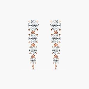 1 ctw Round Lab Grown Diamond Graduated Dangle Earrings