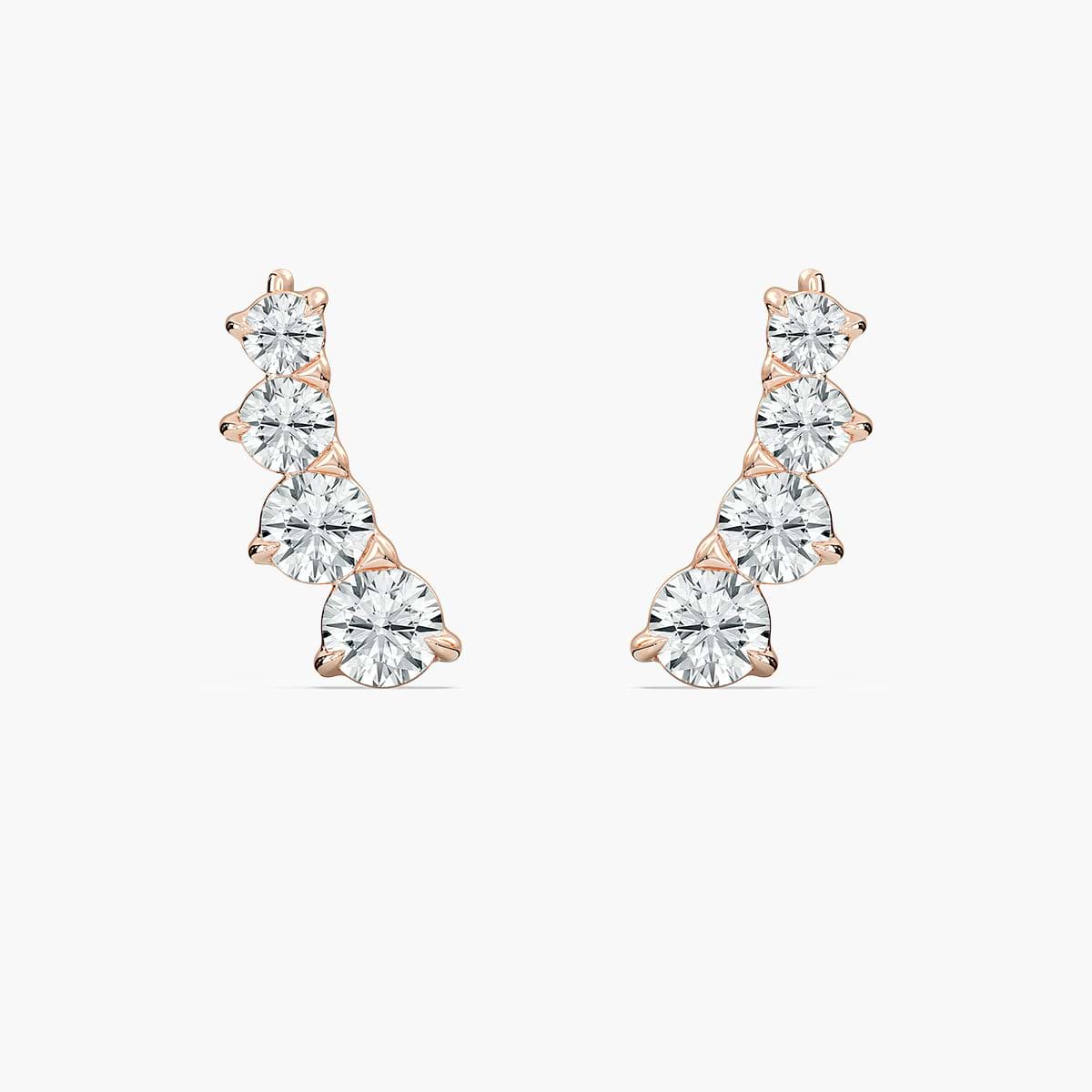 7/8 ctw Round Lab Grown Diamond Graduated Climber Earrings