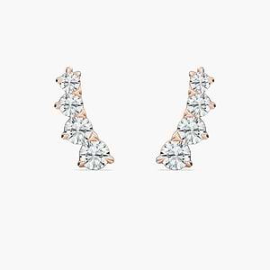 7/8 ctw Round Lab Grown Diamond Graduated Climber Earrings