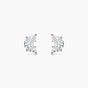 4 ctw Half Moon Lab Grown Diamond Stud Earrings