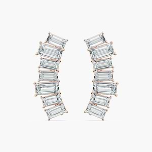 4 ctw Baguette Lab Grown Diamond Climber Earrings