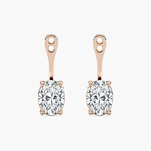 Oval Earring Jackets with 1.00ct Lab-Grown Diamonds in 14K Rose Gold