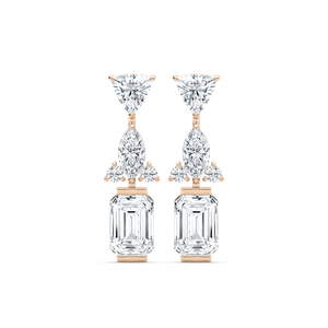 3 ctw Emerald, Marquise, Trillion, and Round Lab Grown Diamond Mixed Shapes Drop Earrings