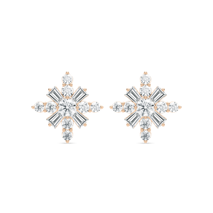 4 ⁷/₈ ctw Round and Tapered Baguette Lab Grown Diamond Snowflake Stud Earrings