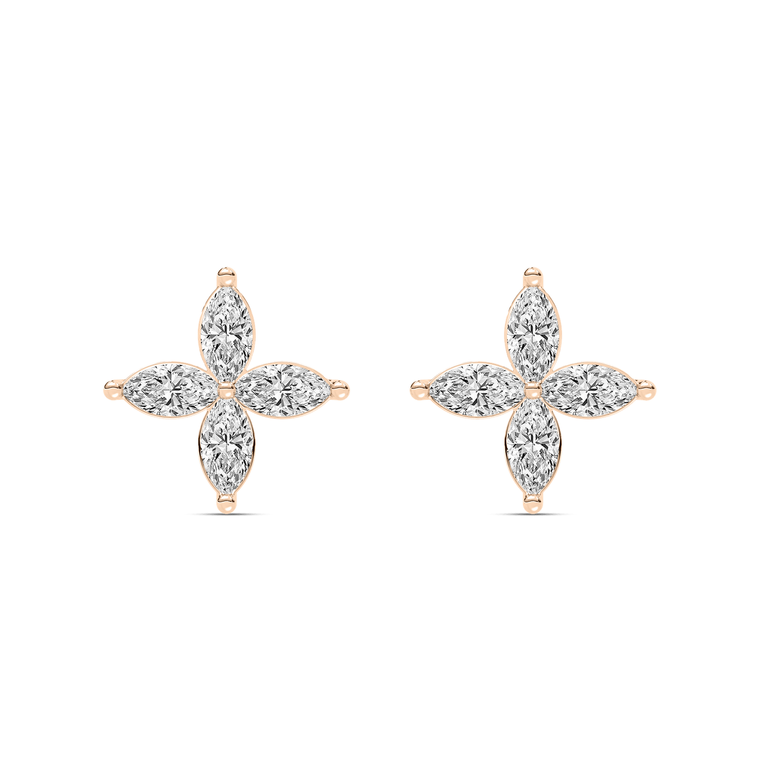 1 ⅝ ctw Marquise Lab Grown Diamond Petal Stud Earrings