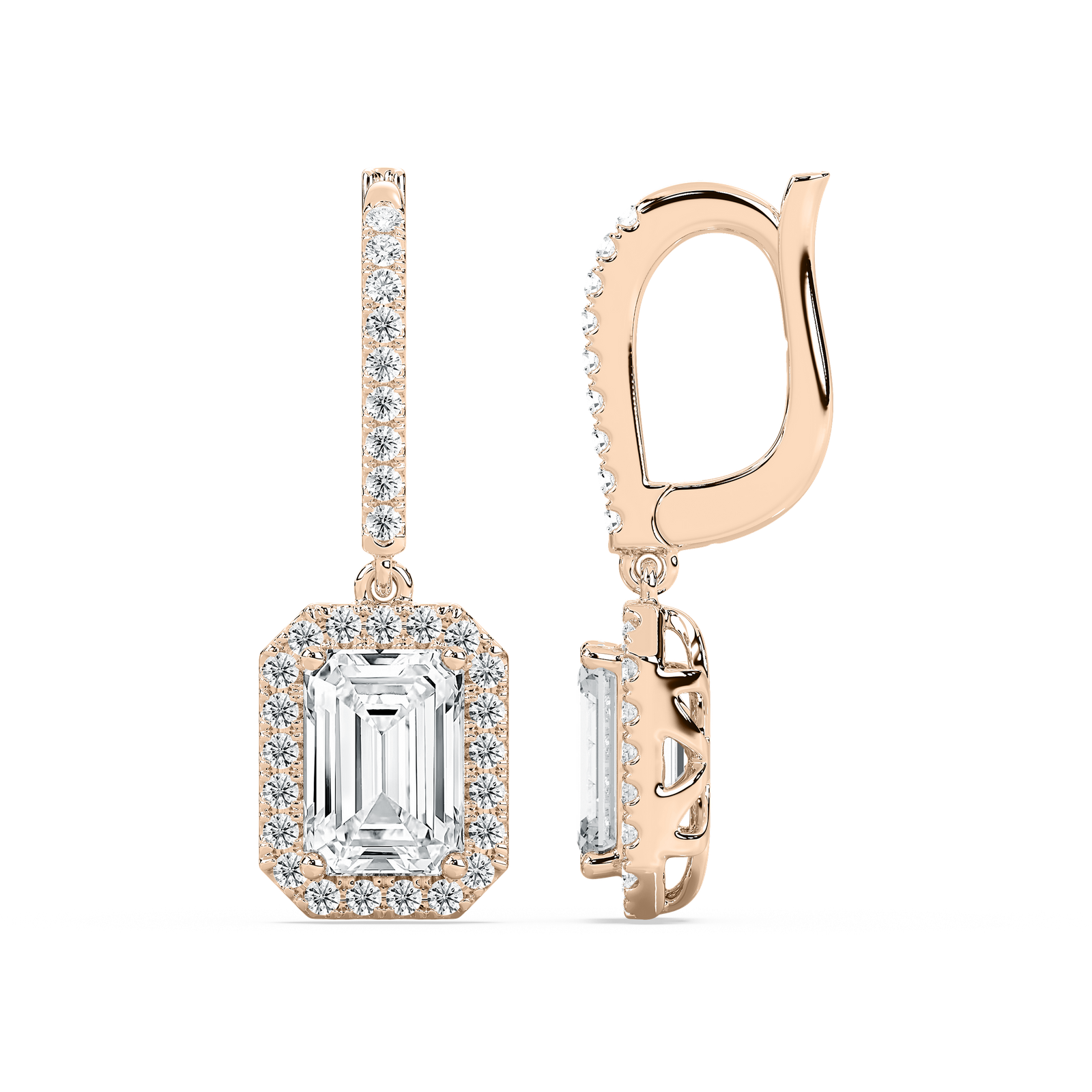 3 ¹⁄₂ ctw Round Lab Grown Diamond Halo Drop Earrings
