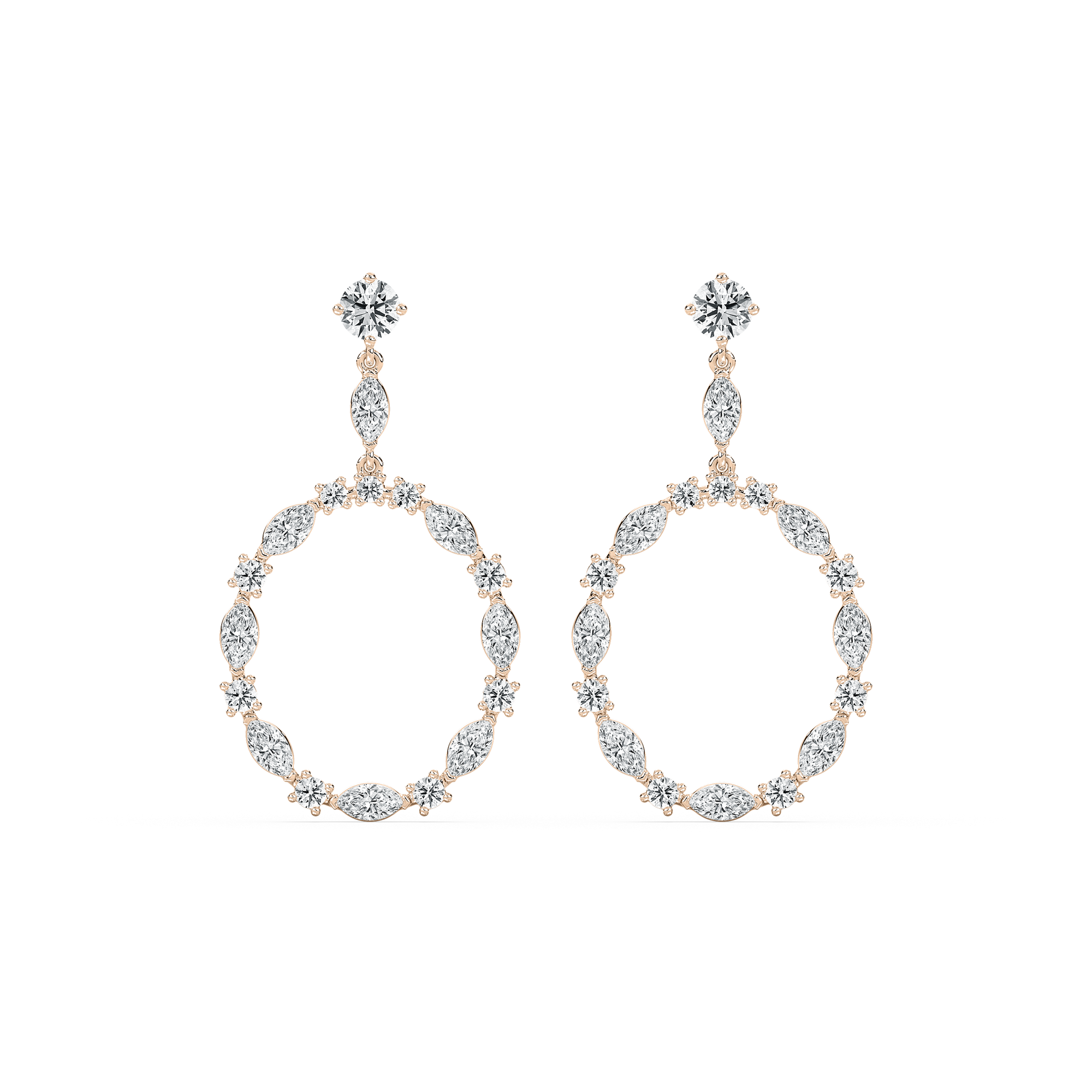 2 ²⁄₃ ctw Marquise and Round Lab Grown Diamond Circle Drop Earrings