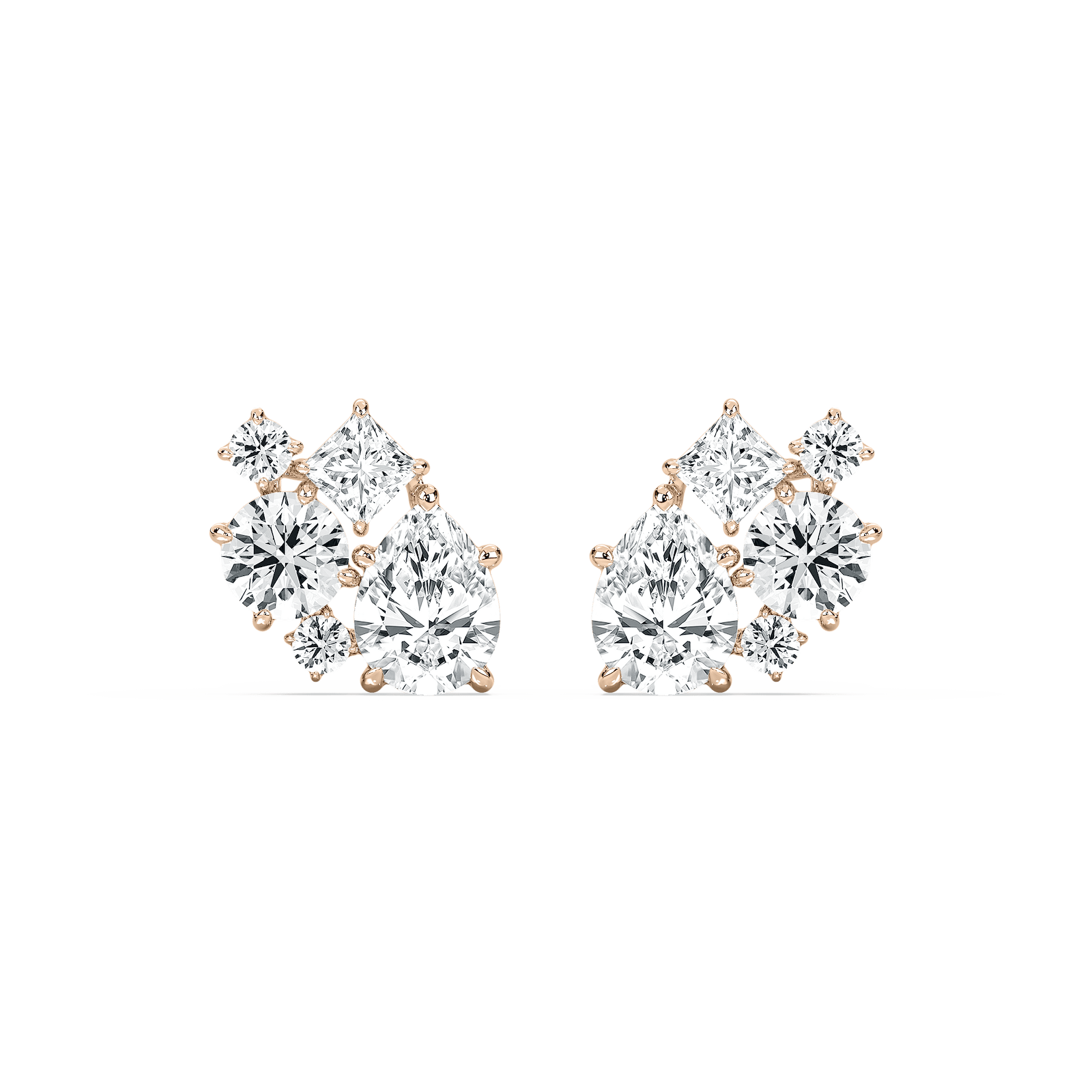 3 ³⁄₄ ctw Multi-Stone Lab Grown Diamond Clustered Stud Earrings