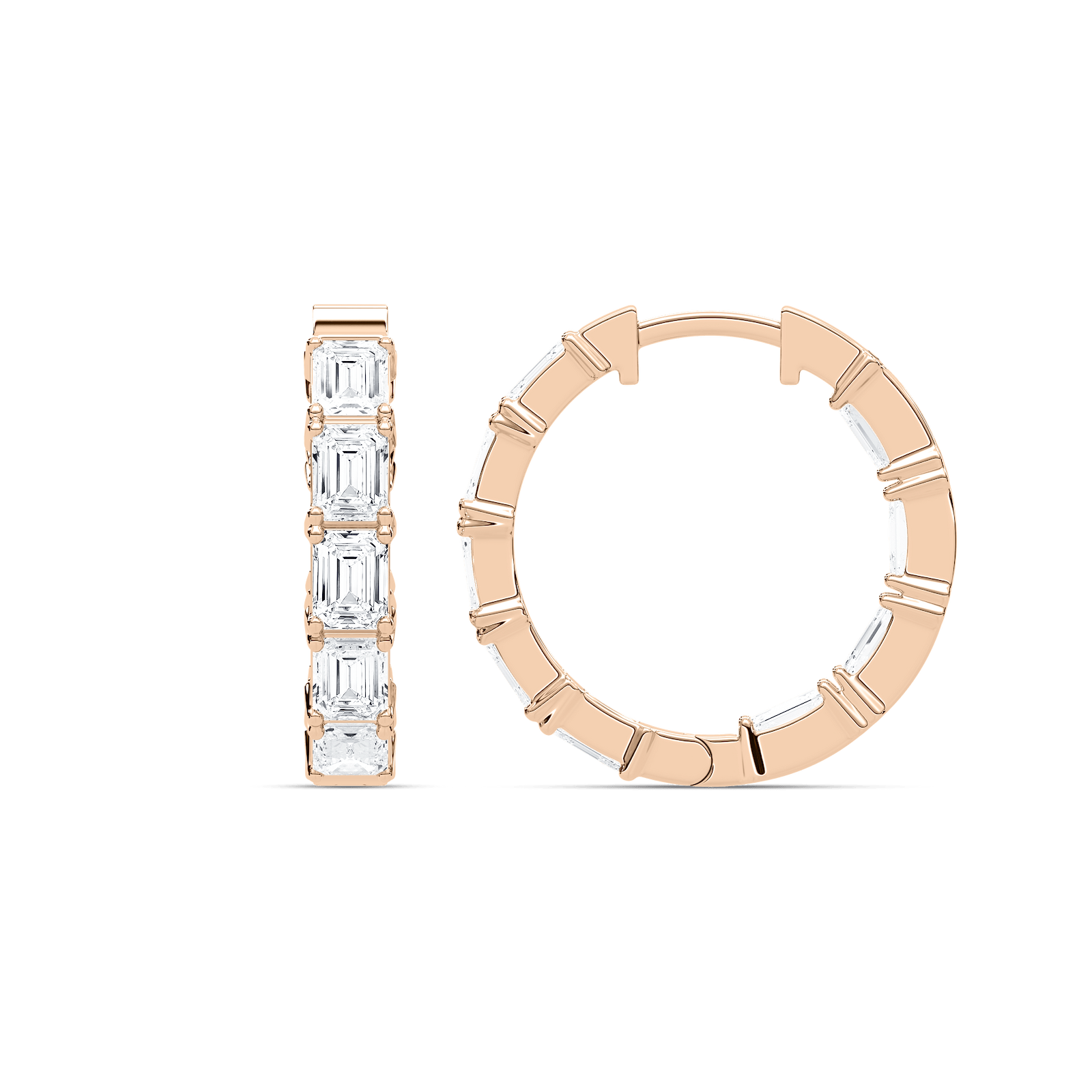 4 ¹⁄₂ ctw Emerald Lab Grown Diamond Inside Out Hoop Earrings