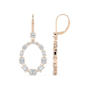 3 ½ ctw Emerald, Oval and Round Lab Grown Diamond Open Circle Drop Earrings