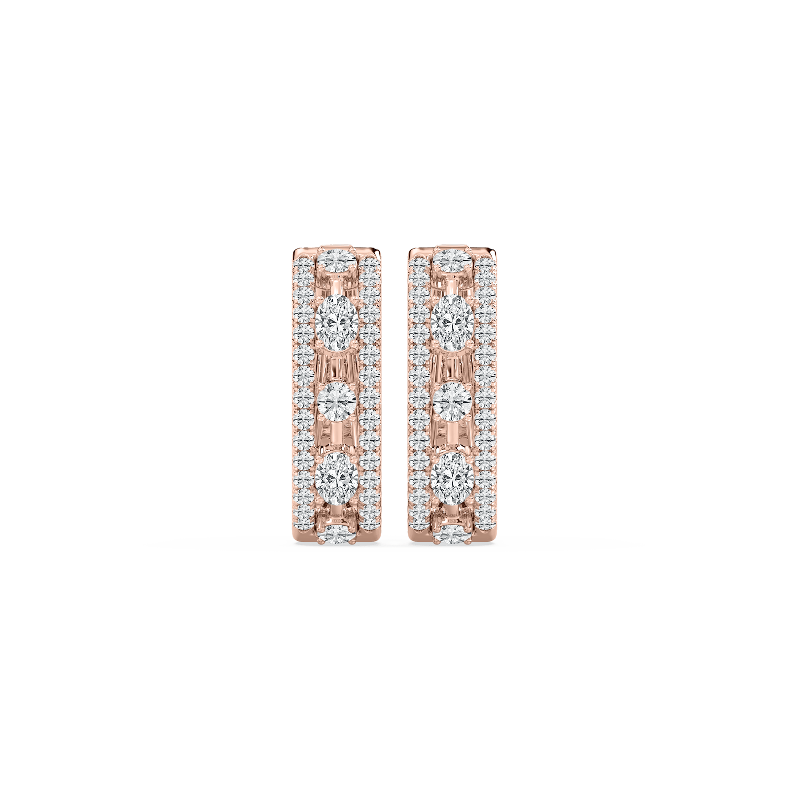 2 ⅝ ctw Oval and Round Lab Grown Diamond Framed Hoop Earrings
