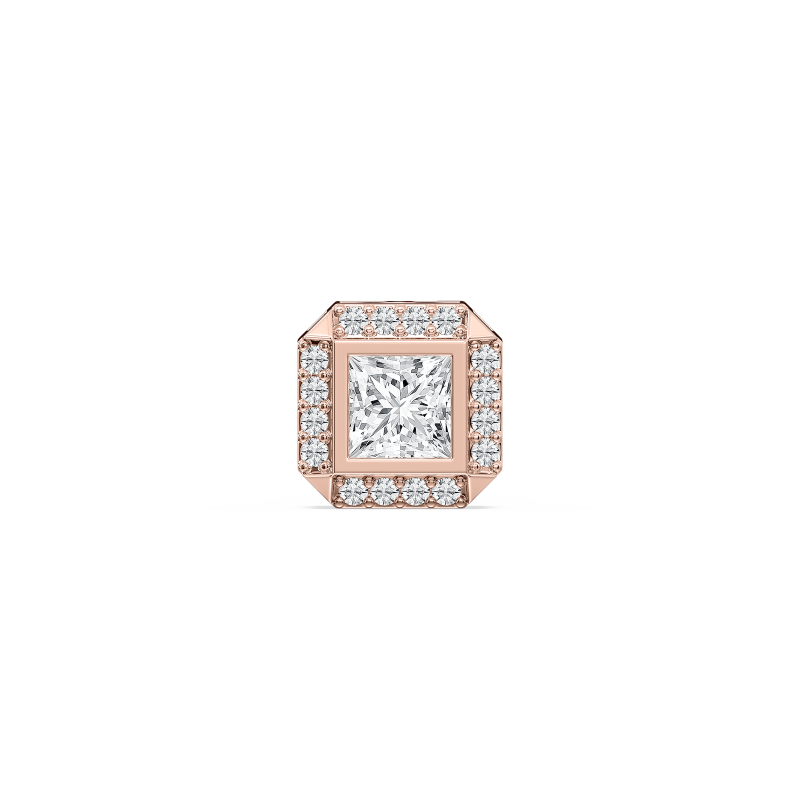 Princess Lab Grown Diamond Halo Single Stud Earring