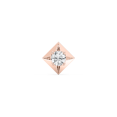 Round Lab Grown Diamond Kite-Shaped Bezel Single Stud Earring