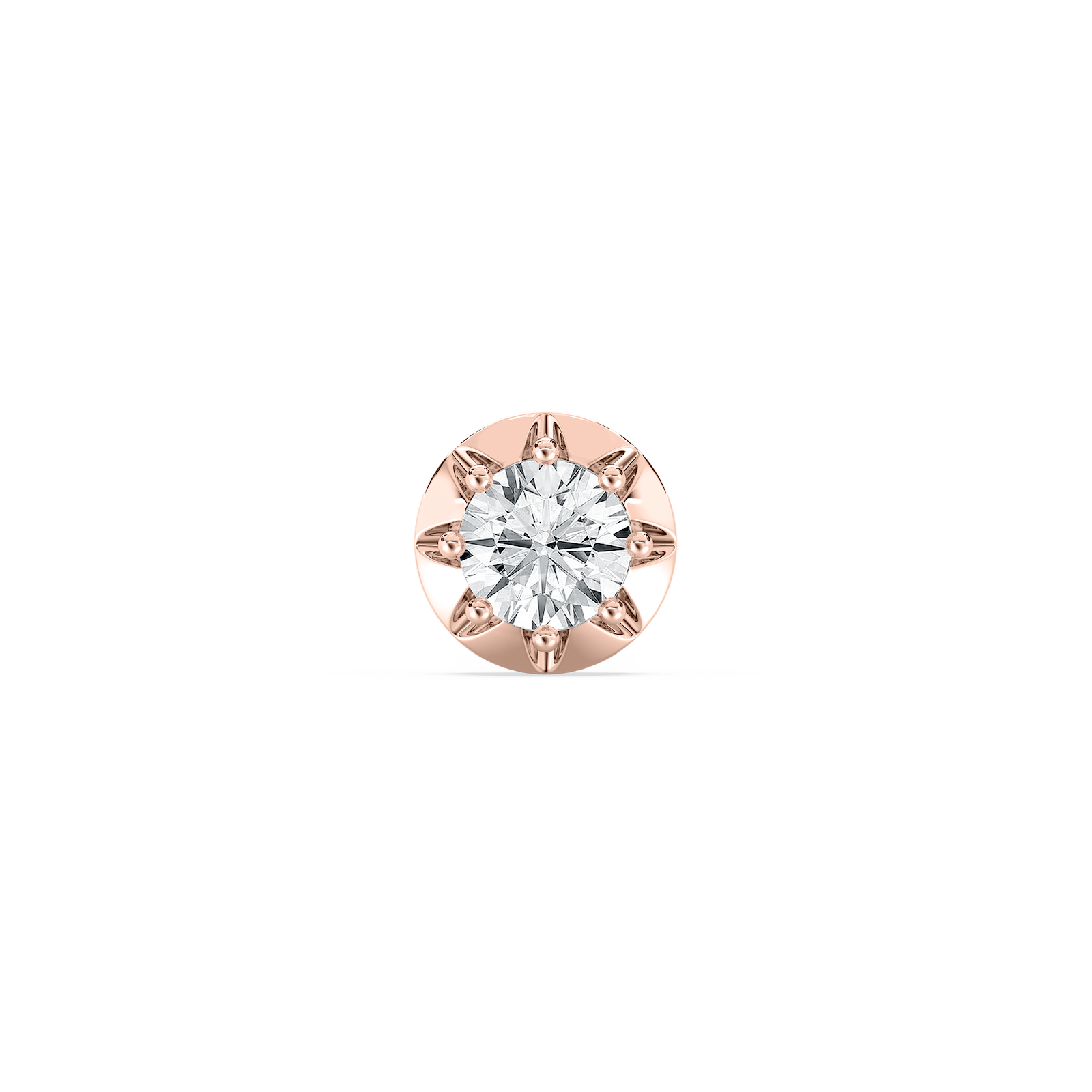 Round Lab Grown Diamond Circular Crown Single Stud Earring