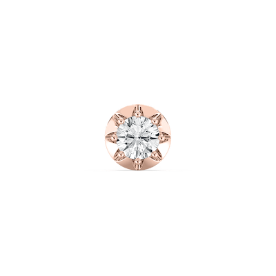 Round Lab Grown Diamond Circular Crown Single Stud Earring
