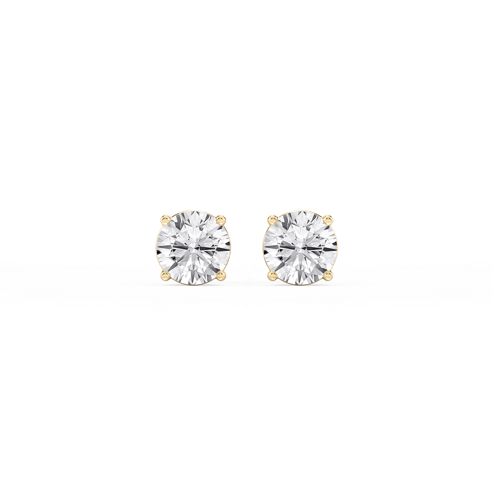 Classic Stud Earrings with 2.00ctw D/VS1 + E/VVS Round Cut Lab-Grown Diamonds in 14K Yellow Gold