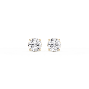 Classic Stud Earrings with 2.00ctw D/VS1 + E/VVS Round Cut Lab-Grown Diamonds in 14K Yellow Gold
