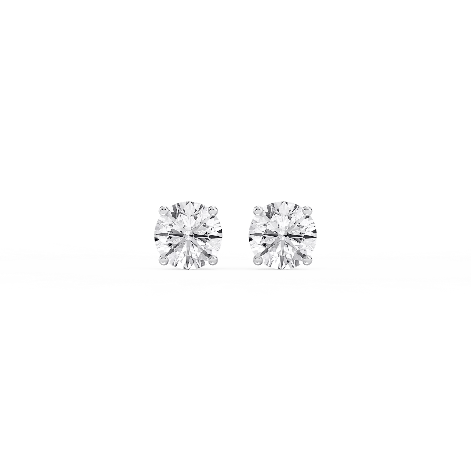 Round Drop Stud Earrings with 2.13ctw Round Cut Lab-Grown Diamonds in 14K White Gold