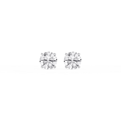 Round Drop Stud Earrings with 2.13ctw Round Cut Lab-Grown Diamonds in 14K White Gold