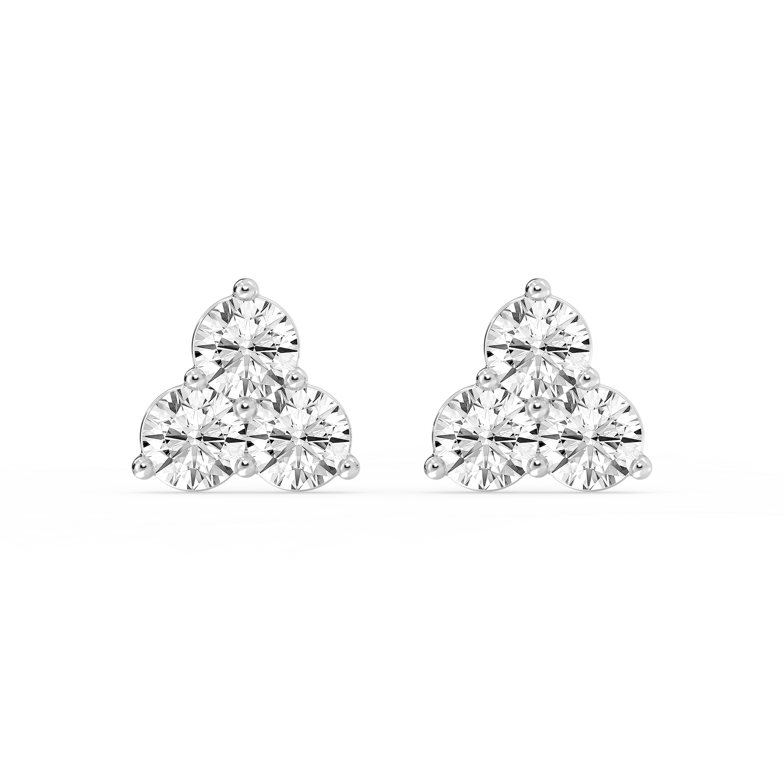 1 ¹⁄₁₀ ctw Round Lab Grown Diamond Three Stone Stud Earrings