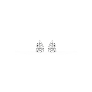 Pear Certified Lab Grown Diamond Classic Three Prong Martini Threaded Stud Earrings