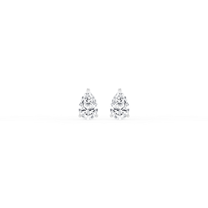 Pear Certified Lab Grown Diamond Classic Three Prong Martini Threaded Stud Earrings