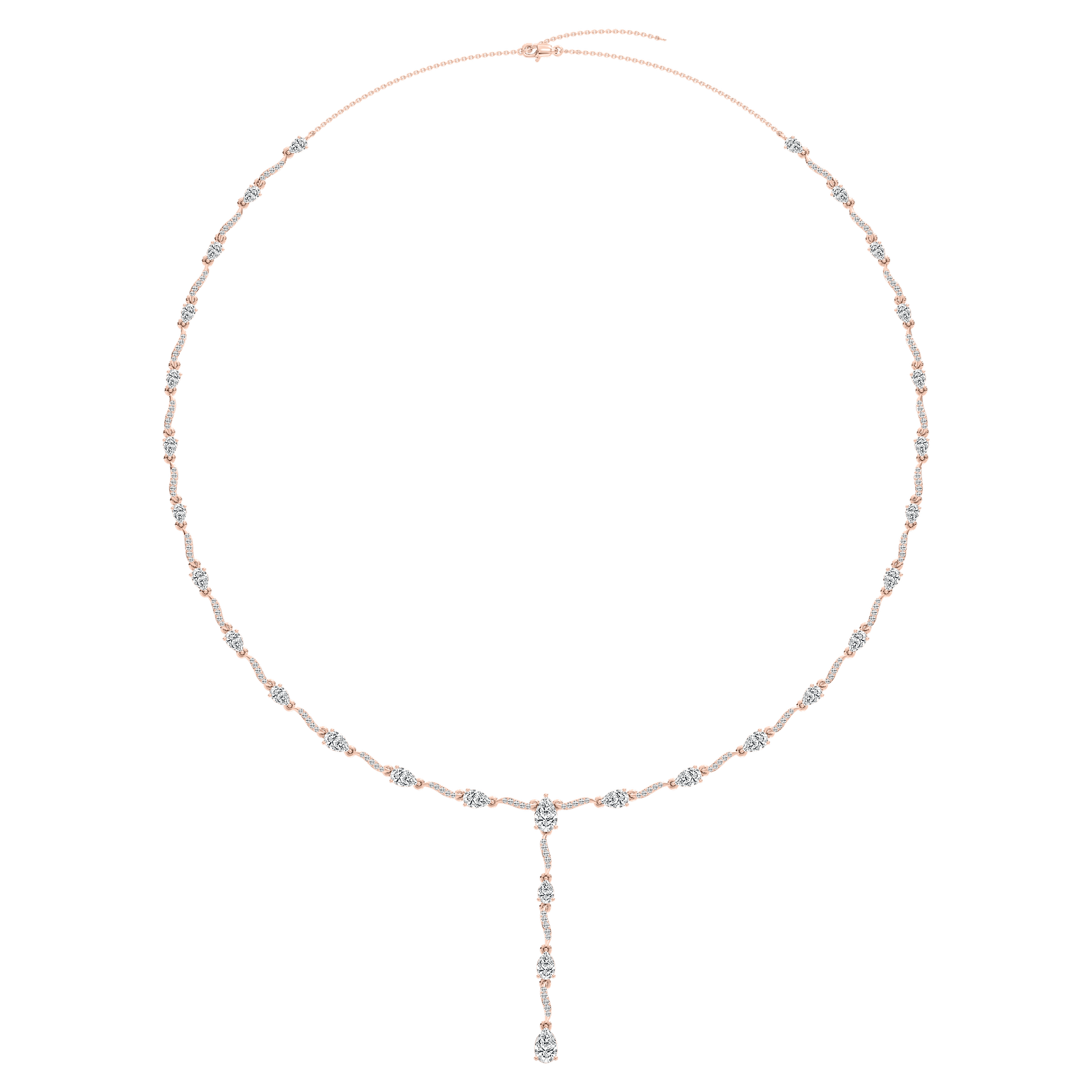 6 ctw Pear and Emerald Lab Grown Diamond Lariat Necklace - 18 Inches
