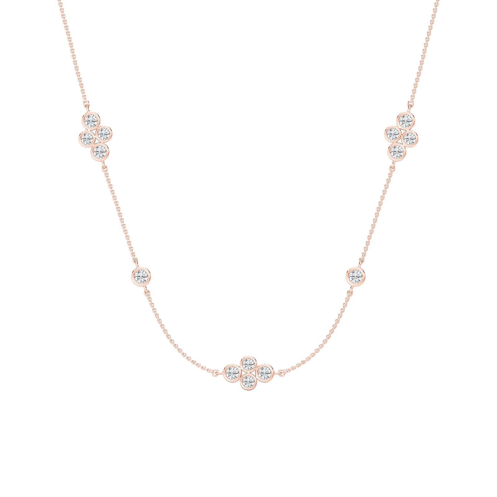 1 1/2 ctw Round Lab Grown Diamond Station Necklace - 18 Inches
