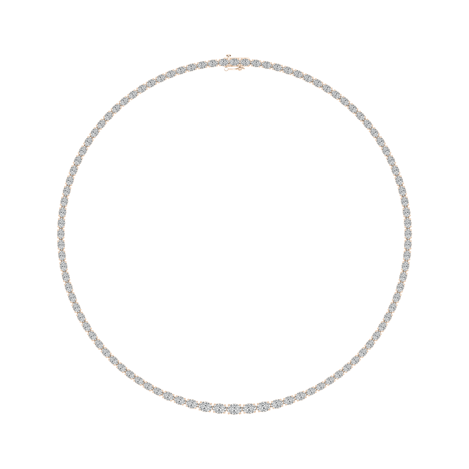 19 ⅞ ctw Oval Lab Grown Diamond East West Tennis Necklace - 18 Inches - Signature Collection