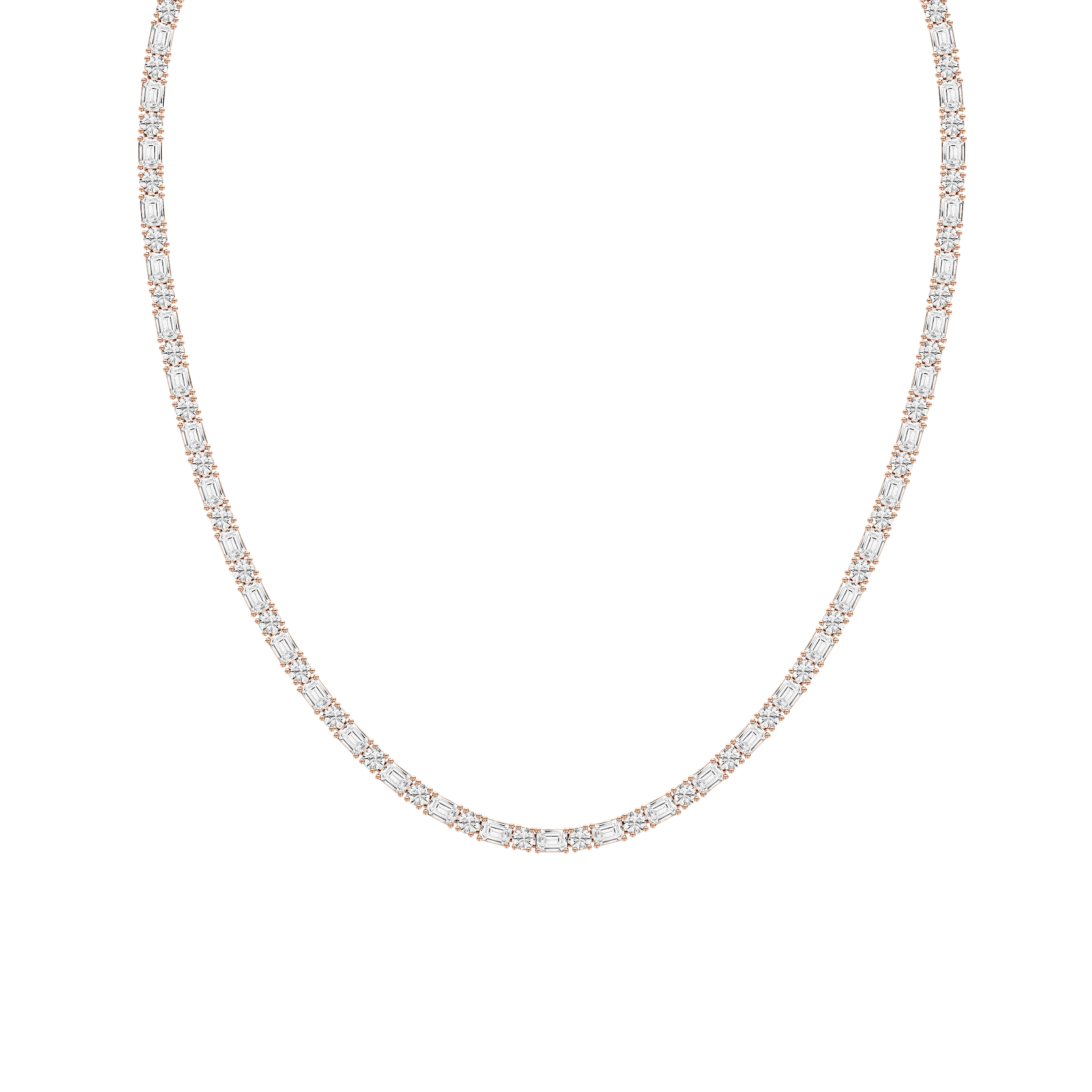 21 ctw Emerald and Round Lab Grown Diamond Classic Tennis Necklace - 18 Inches - Signature Collection