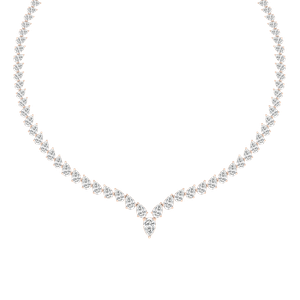 40 ctw Pear Lab Grown Diamond Chevron Tennis Necklace - 18 Inches - Signature Collection