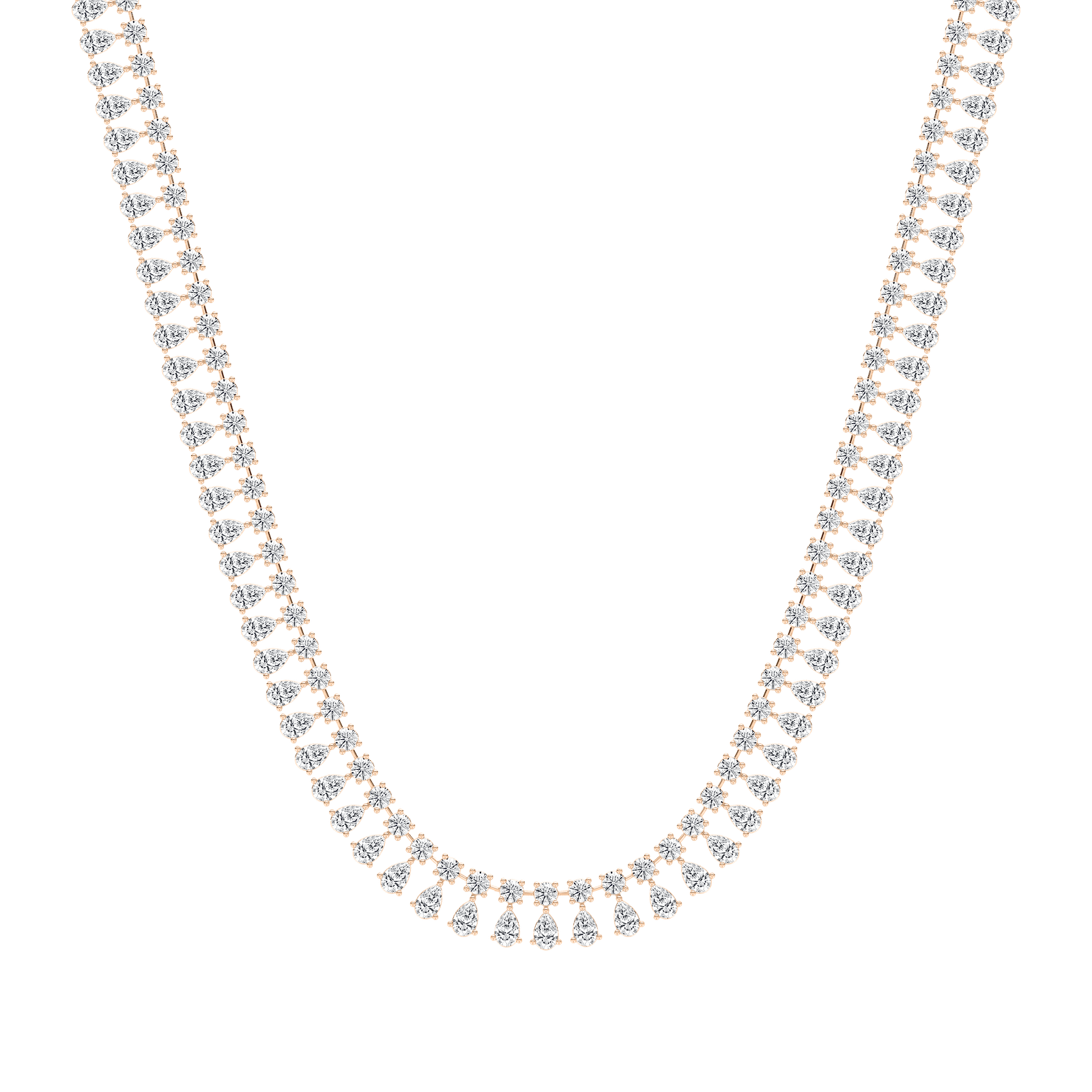 40 ctw Round and Pear Lab Grown Diamond Tennis Necklace - 18 Inches - Signature Collection