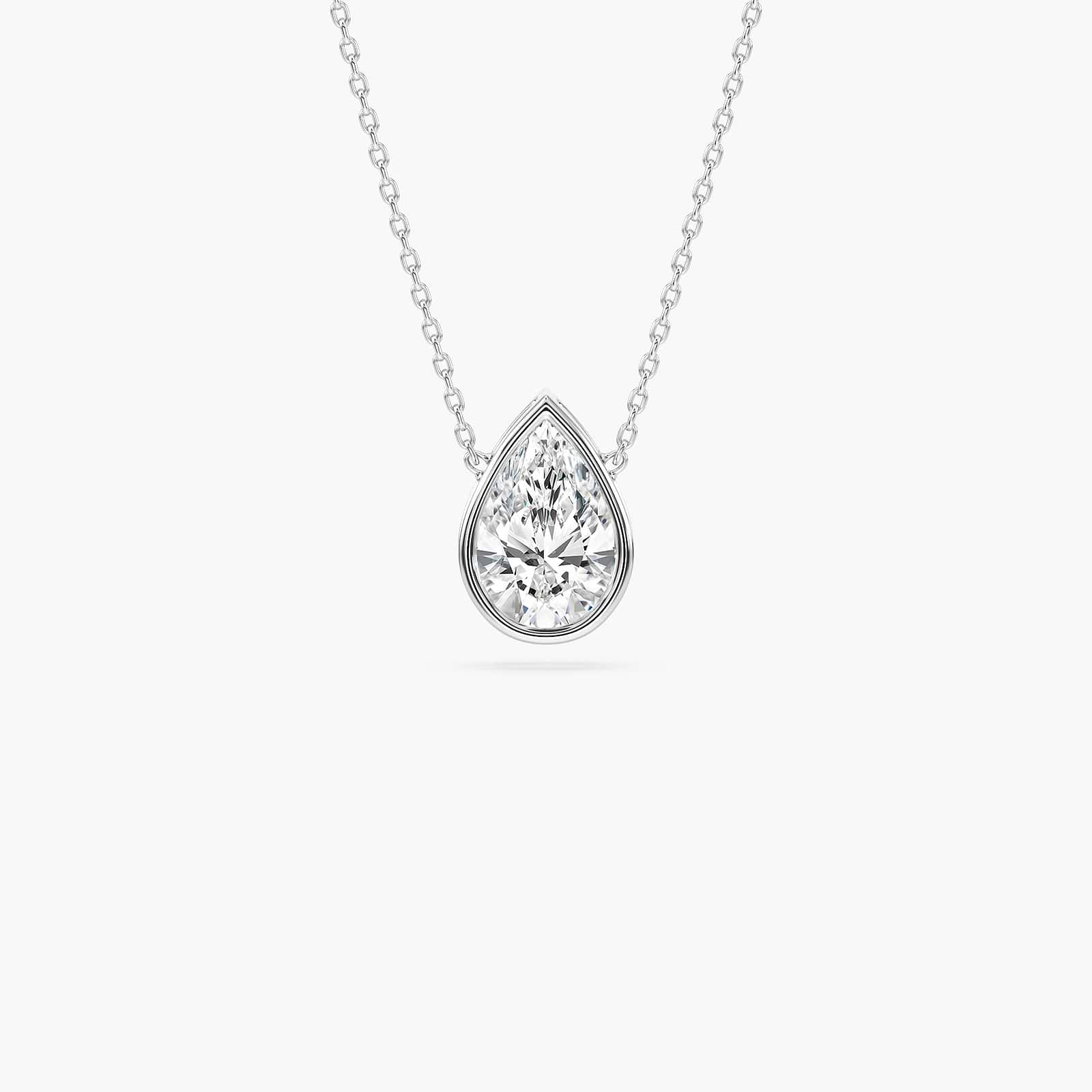 Bezel Pendant Pear with 0.53ct in 14K White Gold