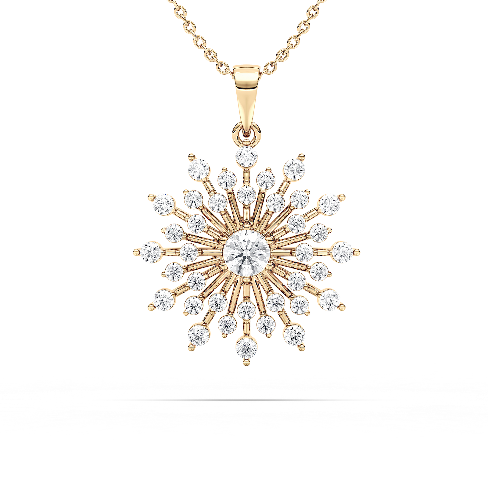 1 5/8 ctw Round Lab Grown Diamond Vintage Snowflake Pendant  - 18 Inches