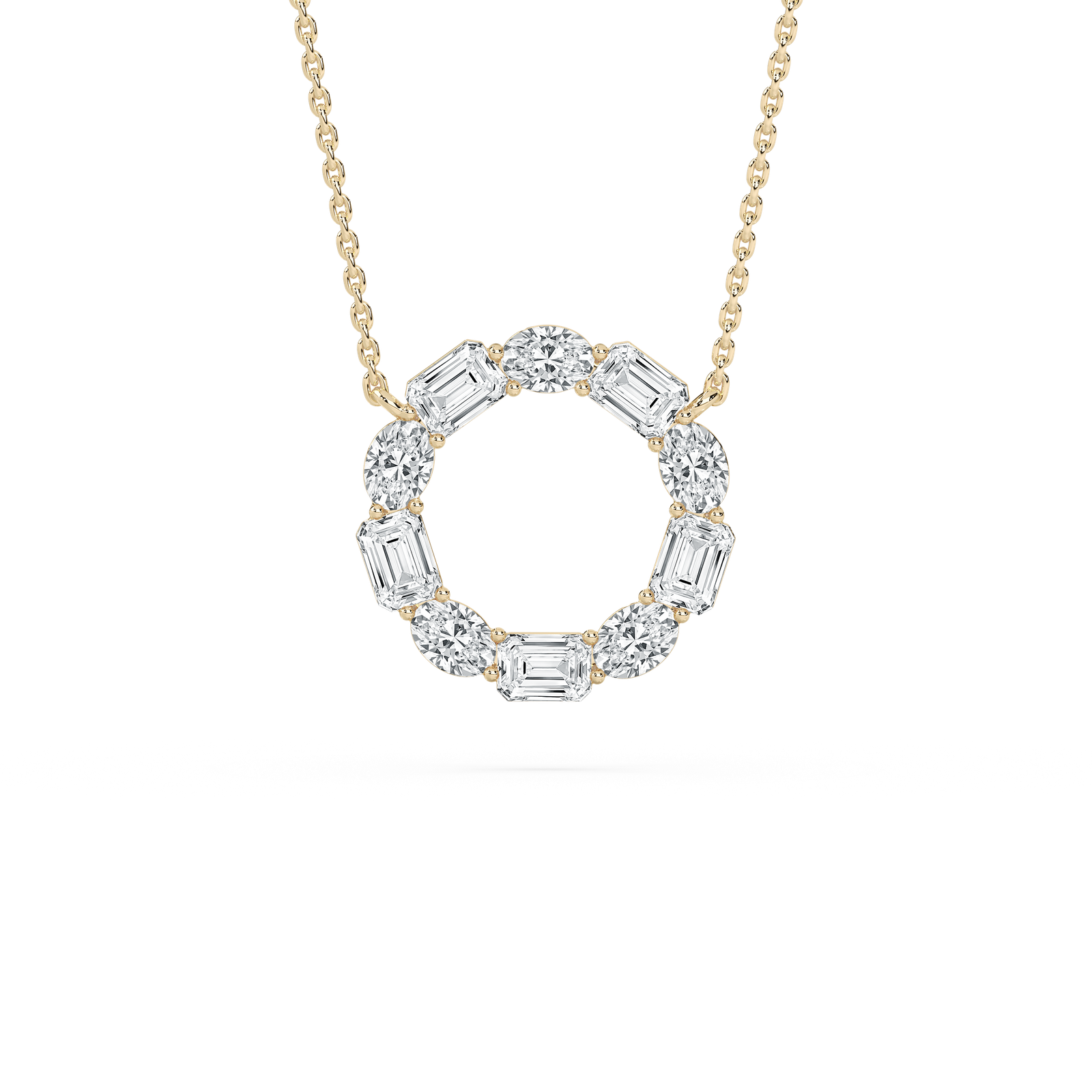 3 ctw Oval and Emerald Lab Grown Diamond Celestial Circle Pendant  - 18 Inches