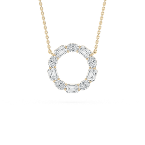 3 ctw Oval and Emerald Lab Grown Diamond Celestial Circle Pendant  - 18 Inches