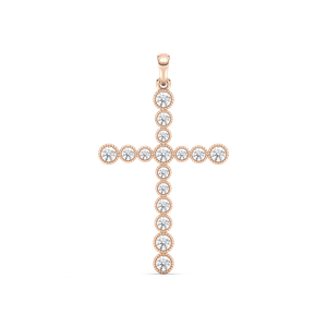 アクセサリー Glitter Diamond Cross Necklace 5mm 46cm 1/4 ctw Round Lab Grown Diamond Beaded Bezel Cross Pendant - 18