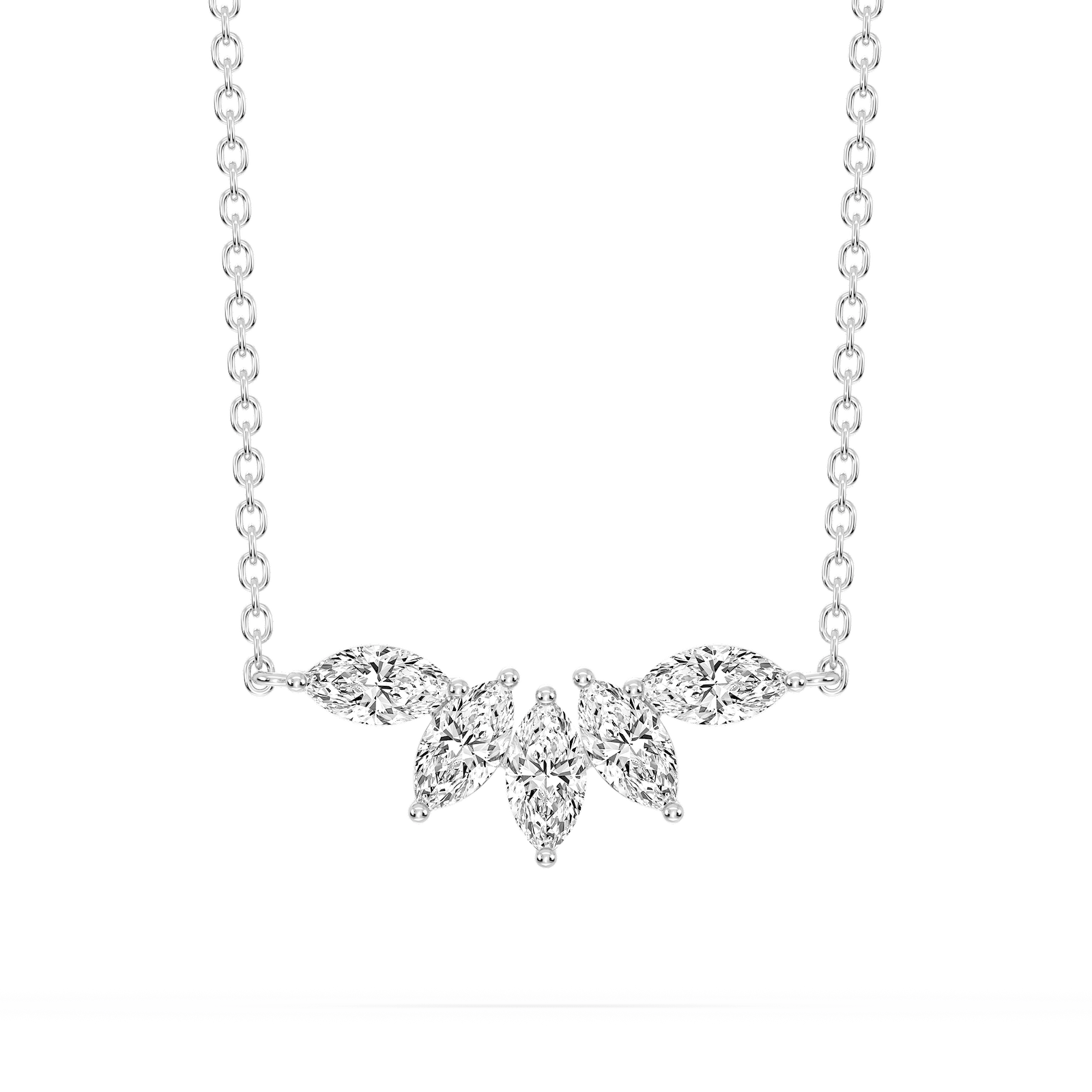 3/4 ctw Marquise Lab Grown Diamond Five-Stone Necklace - 16 to 18 Inches