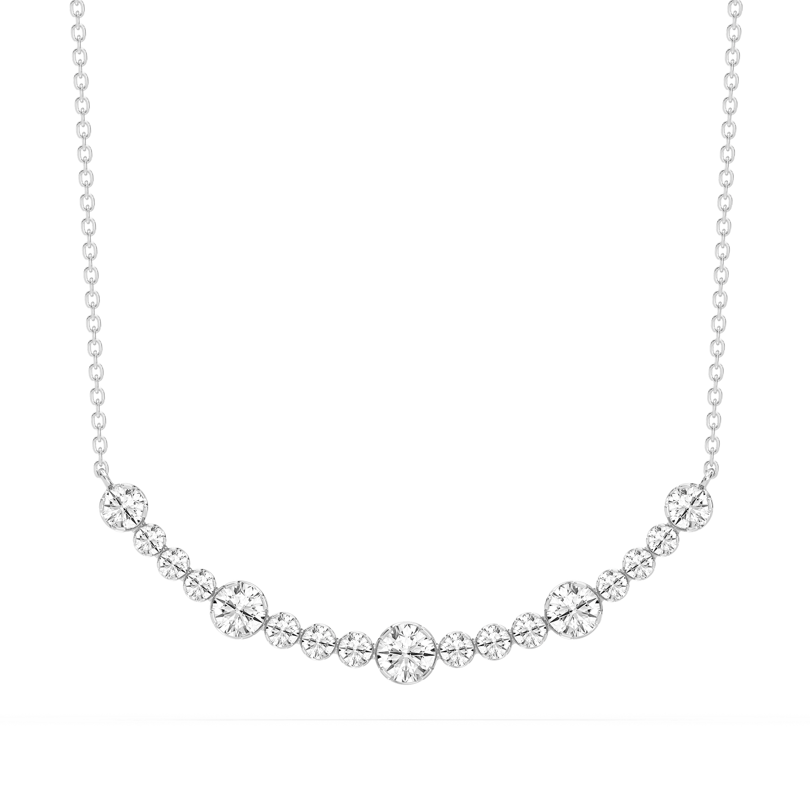 1 ctw Round Lab Grown Diamond Bezel Smile Necklace - 16 to 18 Inches