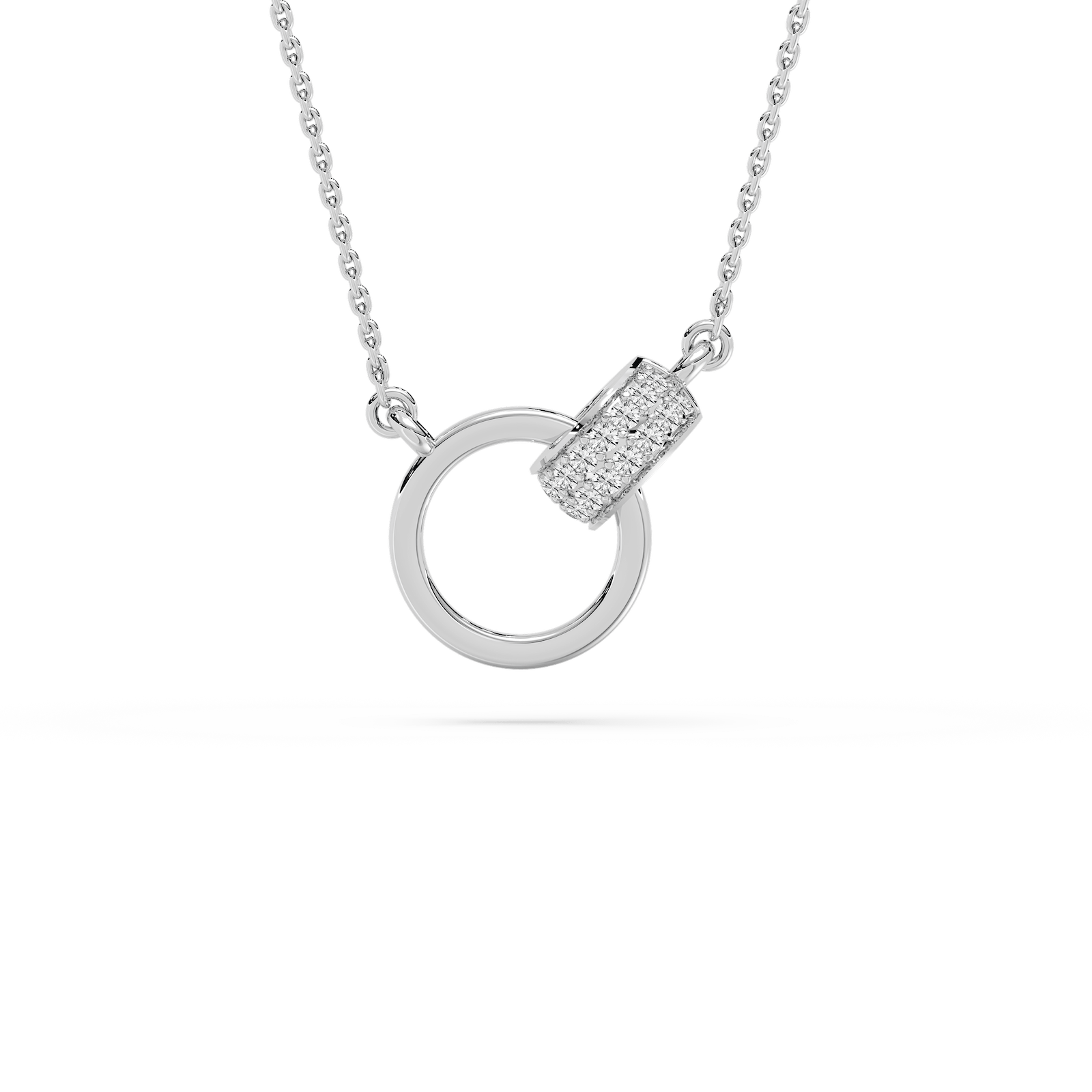 1/5 ctw Round Lab Grown Diamond Sterling Silver Modern Interlocking Pendant - 18 Inch Adjustable Chain