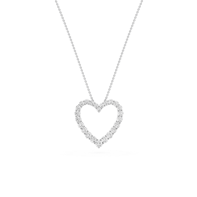 1 ctw Round Lab Grown Diamond Shared Prong Heart Pendant - 18 Inches